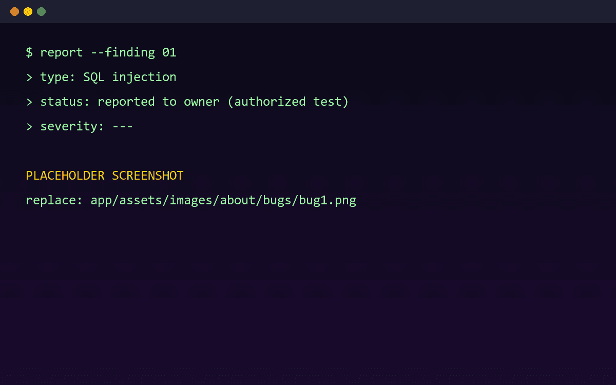SQL injection — reported to the owner