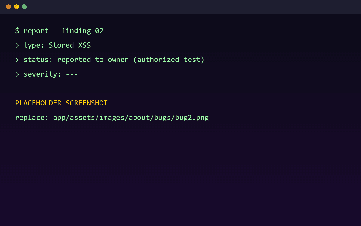 Stored XSS — reported to the owner